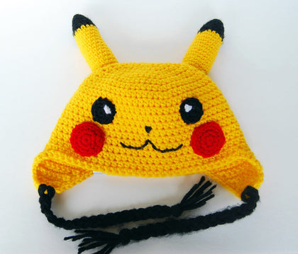 Premium Soft Crochet Pokemon Pikachu Beanie Toque Hat that has been handcrafted by Bare It Designs. Each crochet accessory is made with excellent craftmanship.