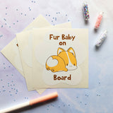 Cute and adorable docked tail corgi Fur Baby On Board decals drawn by Bare It Designs in the kawaii art style. 