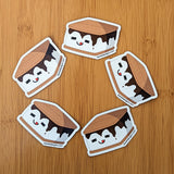 Cute kawaii s'more fridge magnet designed by Bare It Designs from Edmonton, AB, Canada. Multiple s'more magnets arranged into a circle shape.